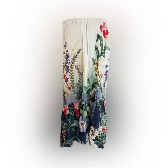 Anthropologie Floral Strapless High Low Floral Maxi Dress Boho Sz M NWOT $190 - Picture 5 of 9